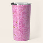 Winter Berries & Pine Branches in Pink & Gold Travel Mug Gallery Image 3