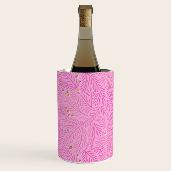 Winter Berries & Pine Branches in Pink & Gold Wine Chiller Gallery Image 3
