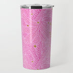 Winter Berries & Pine Branches in Pink & Gold Travel Mug Gallery Image 1