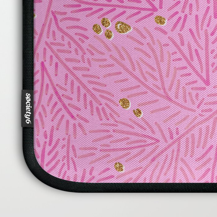 Winter Berries & Pine Branches in Pink & Gold Laptop Sleeve Gallery Image 3