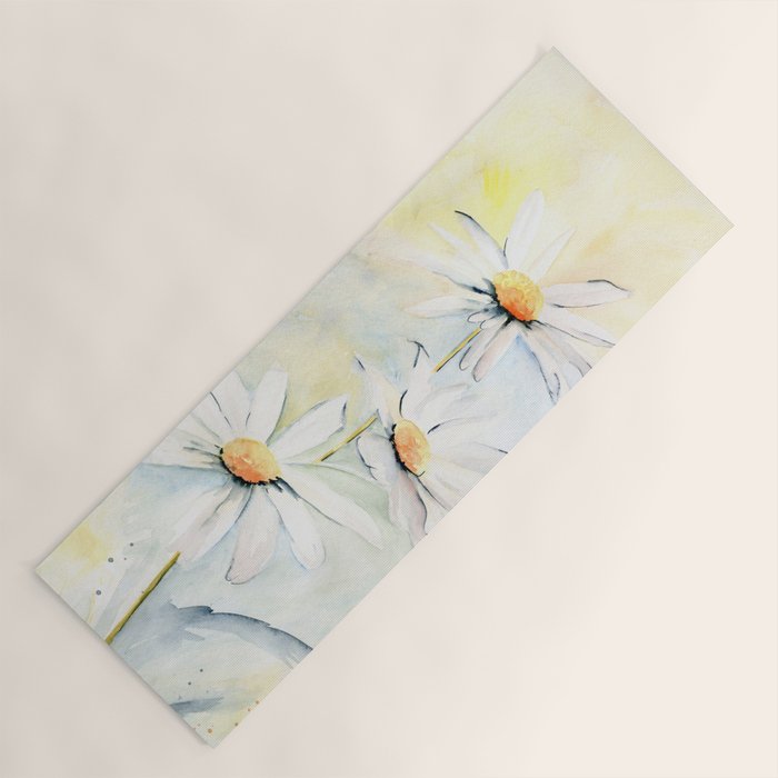 White Daisies Yoga Mat Gallery Image 1
