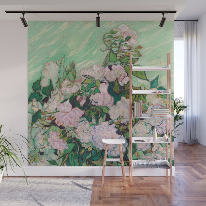 Pink Roses Van Gogh Wall Mural Gallery Image 1