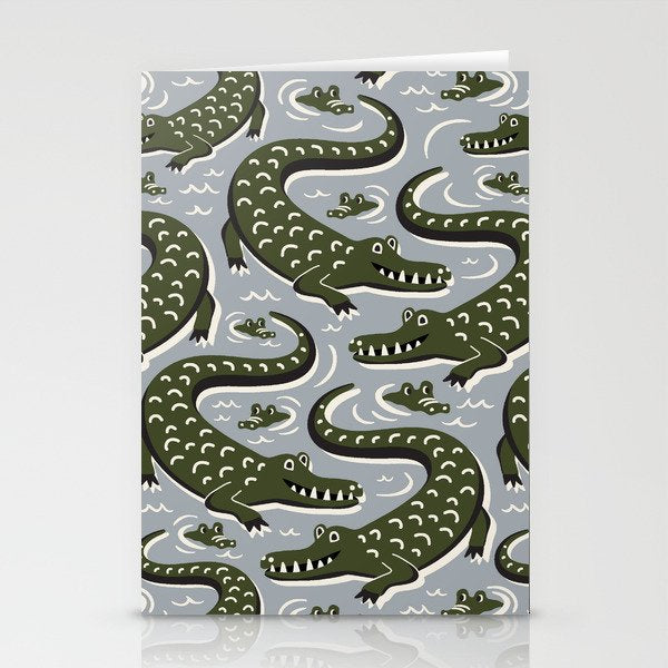 Alligator - Down In The Bayou - Grey Stationery Card Gallery Image 1