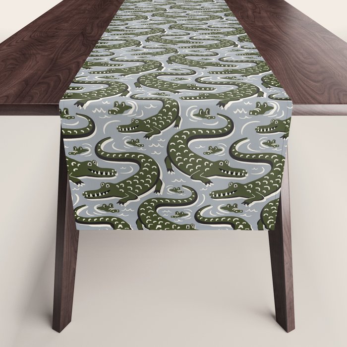 Alligator - Down In The Bayou - Grey Table Runner Gallery Image 1