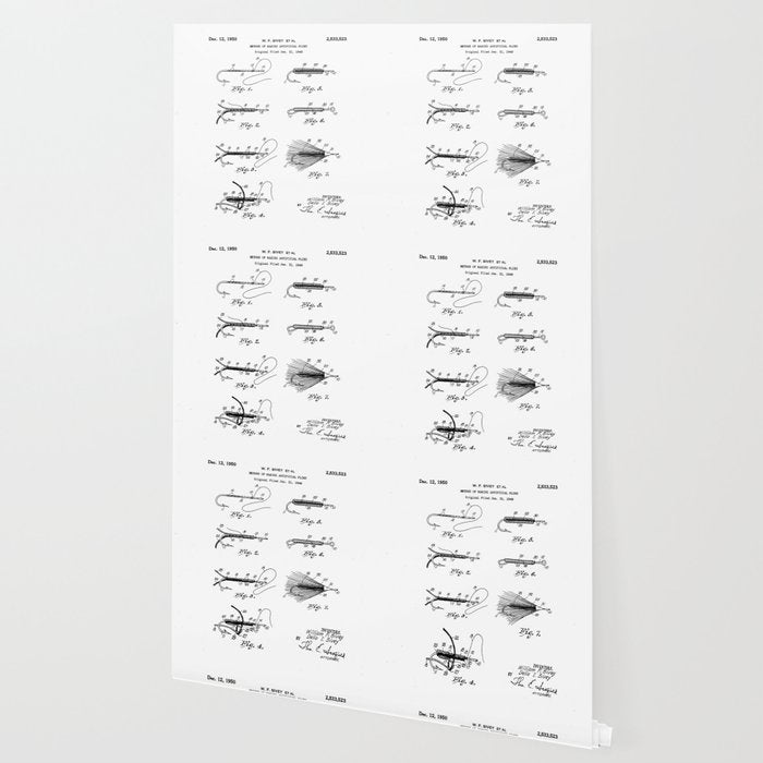 Fly Fishing Patent - Fisherman Art - Black And White Wallpaper Gallery Image 2