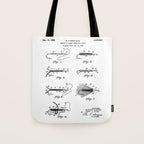 Fly Fishing Patent - Fisherman Art - Black And White Tote Bag Gallery Image 1