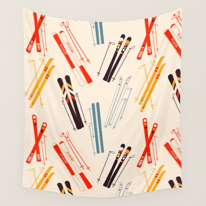 Ski time pattern Wall Tapestry Gallery Image 1