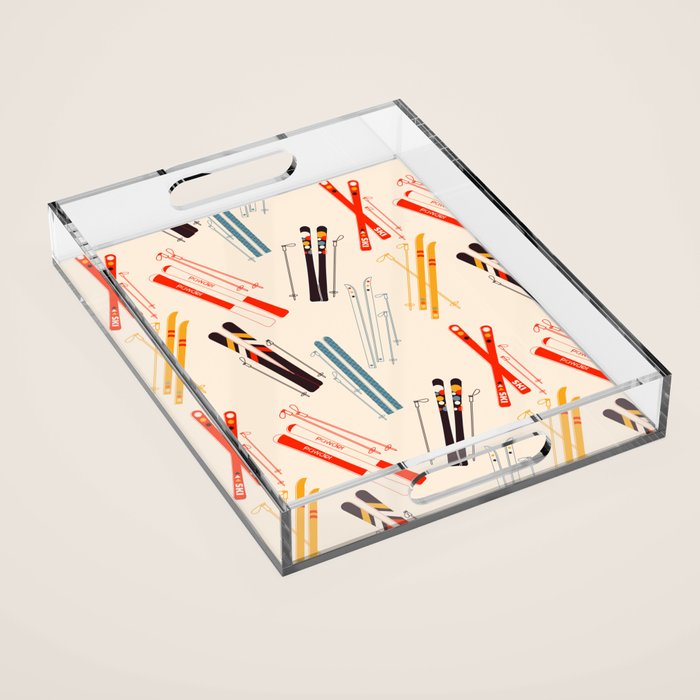 Ski time pattern Acrylic Tray Gallery Image 1