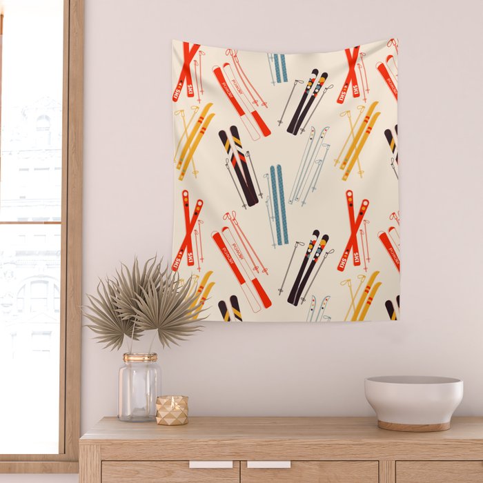 Ski time pattern Wall Tapestry Gallery Image 2