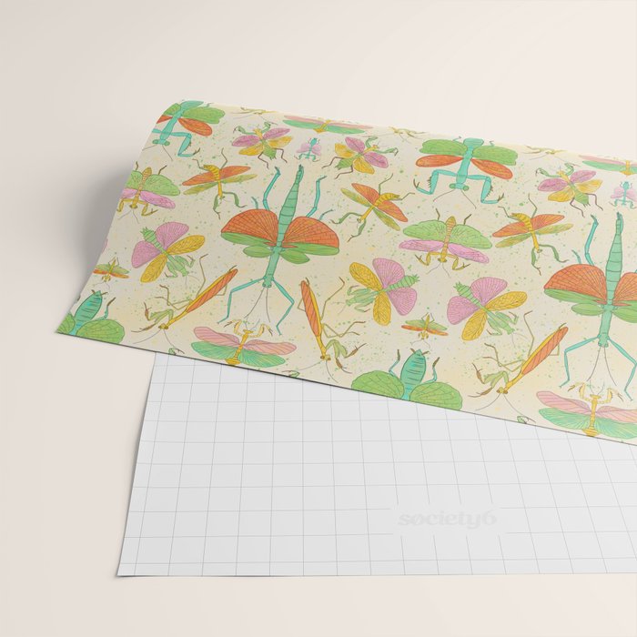 Whimsical Praying Mantis Retro Colors  Wrapping Paper Gallery Image 2