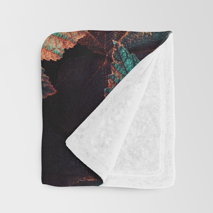 Copper And Teal Leaves Throw Blanket Gallery Image 3