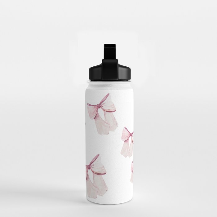 Coquette Bow, light pink, blush Water Bottle Gallery Image 2