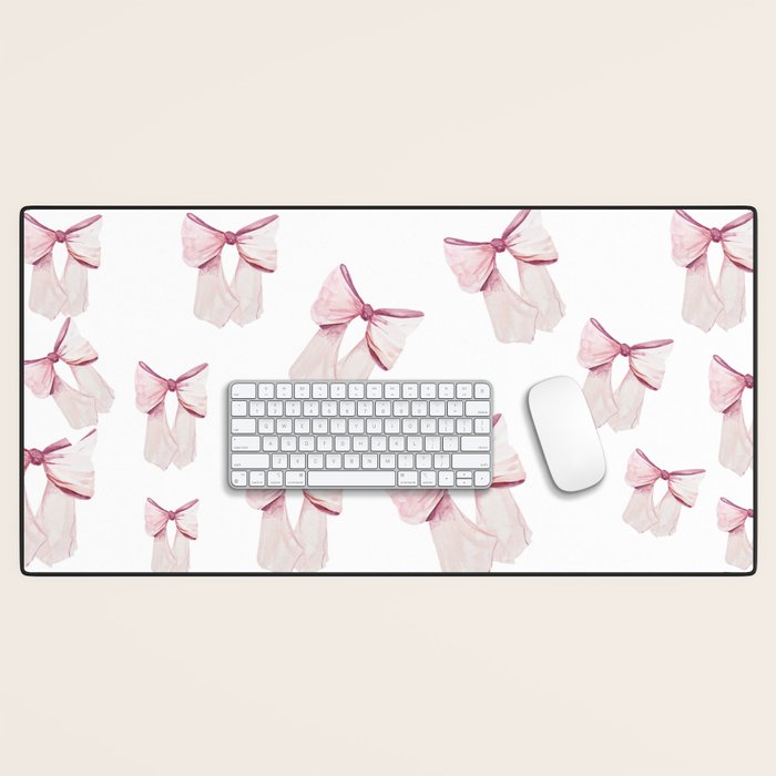 Coquette Bow, light pink, blush Desk Mat Gallery Image 1