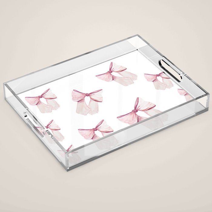 Coquette Bow, light pink, blush Acrylic Tray Gallery Image 1