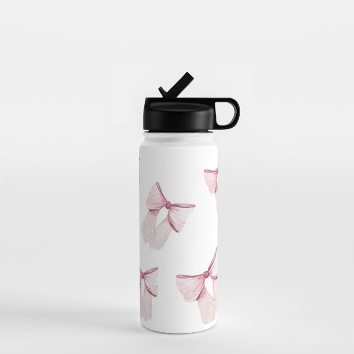 Coquette Bow, light pink, blush Water Bottle Gallery Image 1