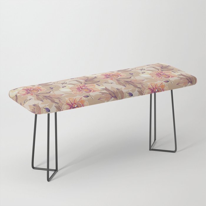Tropical flowers autumn field Bench Gallery Image 1