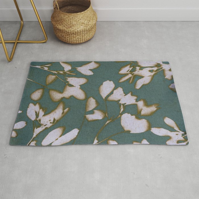Botanical Whispers / Cyan & Green Rug Gallery Image 1