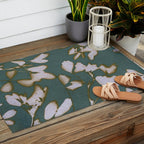 Botanical Whispers / Cyan & Green Outdoor Rug Gallery Image 2