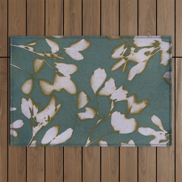 Botanical Whispers / Cyan & Green Outdoor Rug Gallery Image 1