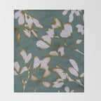 Botanical Whispers / Cyan & Green Throw Blanket Gallery Image 2