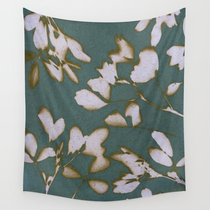 Botanical Whispers / Cyan & Green Wall Tapestry Gallery Image 1