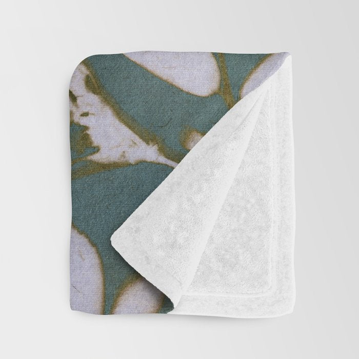 Botanical Whispers / Cyan & Green Throw Blanket Gallery Image 3