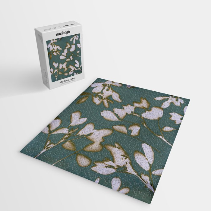 Botanical Whispers / Cyan & Green Jigsaw Puzzle Gallery Image 2