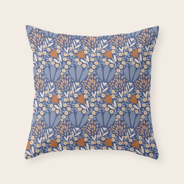 Winter Flower Field - Muted Colors Throw Pillow Gallery Image 1