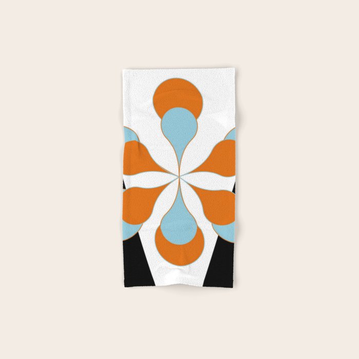 Mid-Century Modern Art 1.4 Aqua Orange Flower Bath Towel Gallery Image 1
