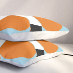 Mid-Century Modern Art 1.4 Aqua Orange Flower Pillow Sham Gallery Image 3