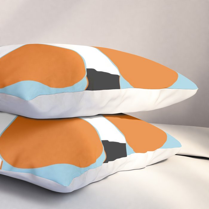 Mid-Century Modern Art 1.4 Aqua Orange Flower Pillow Sham Gallery Image 3