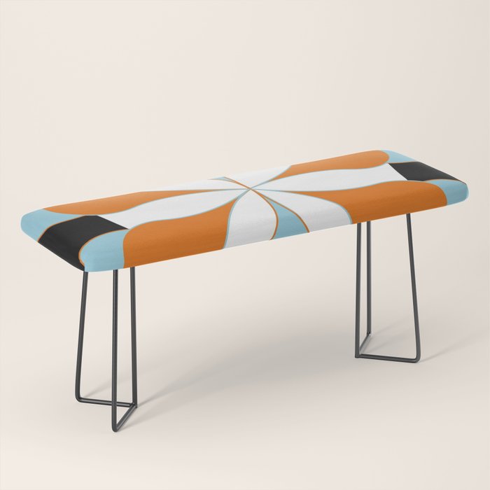 Mid-Century Modern Art 1.4 Aqua Orange Flower Bench Gallery Image 1