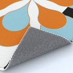 Mid-Century Modern Art 1.4 Aqua Orange Flower Rug Gallery Image 4