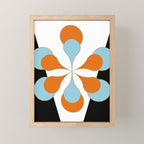 Mid-Century Modern Art 1.4 Aqua Orange Flower Mini Art Print Gallery Image 1