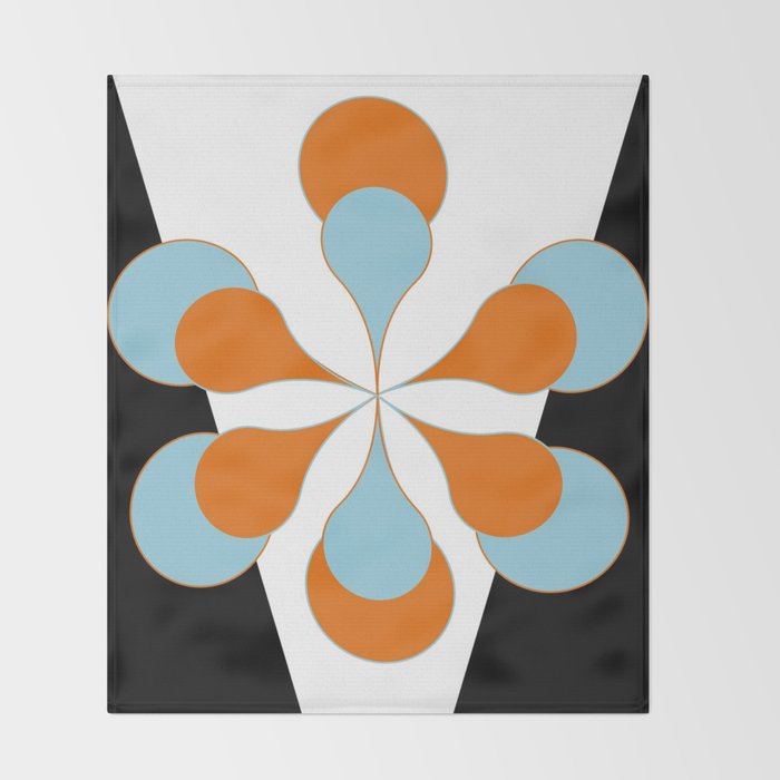 Mid-Century Modern Art 1.4 Aqua Orange Flower Throw Blanket Gallery Image 2