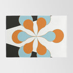 Mid-Century Modern Art 1.4 Aqua Orange Flower Rug Gallery Image 2