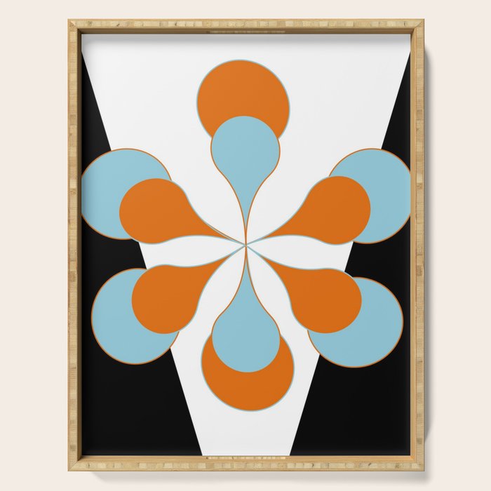 Mid-Century Modern Art 1.4 Aqua Orange Flower Serving Tray Gallery Image 1