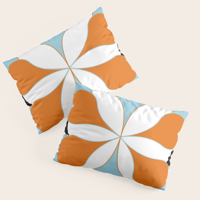 Mid-Century Modern Art 1.4 Aqua Orange Flower Pillow Sham Gallery Image 3