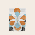 Mid-Century Modern Art 1.4 Aqua Orange Flower Wall Hanging Gallery Image 1