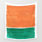 Emerald Green Tan Rothko Inspired Colourfield Squares Minimal Minimalist Mid Century Style by Ejaaz Haniff Wall Tapestry Gallery Image 4