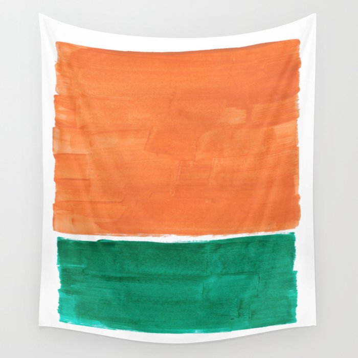 Emerald Green Tan Rothko Inspired Colourfield Squares Minimal Minimalist Mid Century Style by Ejaaz Haniff Wall Tapestry Gallery Image 4