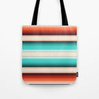 Navajo White, Turquoise and Burnt Orange Southwest Serape Blanket Stripes Tote Bag Gallery Image 1