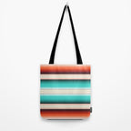 Navajo White, Turquoise and Burnt Orange Southwest Serape Blanket Stripes Tote Bag Gallery Image 2
