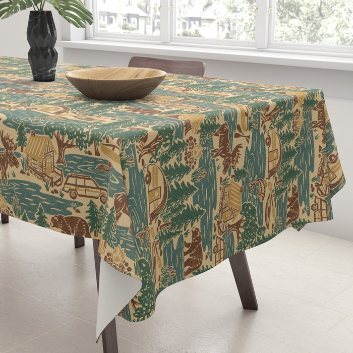North Country Summer - spruce and gold Tablecloth Gallery Image 3