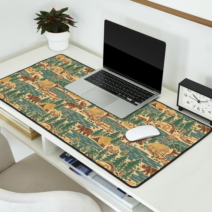 North Country Summer - spruce and gold Desk Mat Gallery Image 2