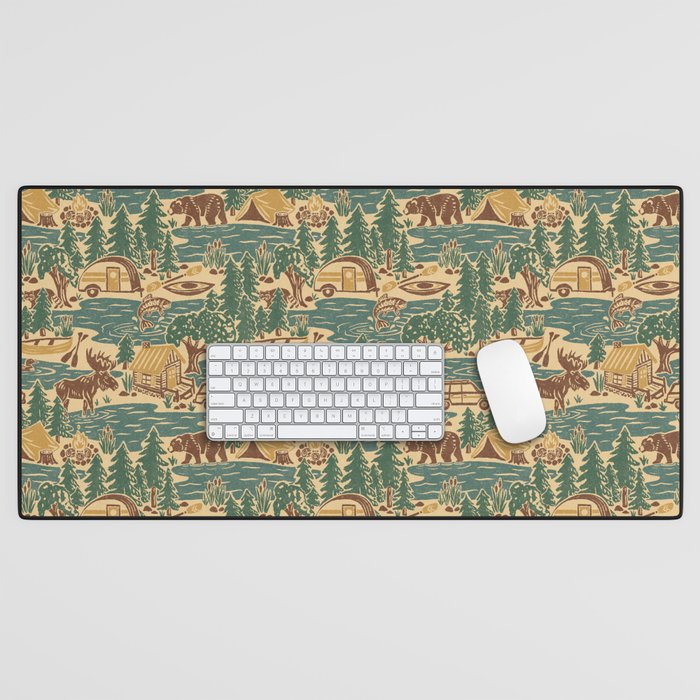 North Country Summer - spruce and gold Desk Mat Gallery Image 1