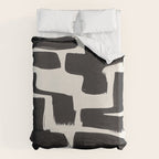Mid Century Modern Minimalist Abstract Art Brush Strokes Black & White Ink Art Shapes Duvet Cover Gallery Image 6