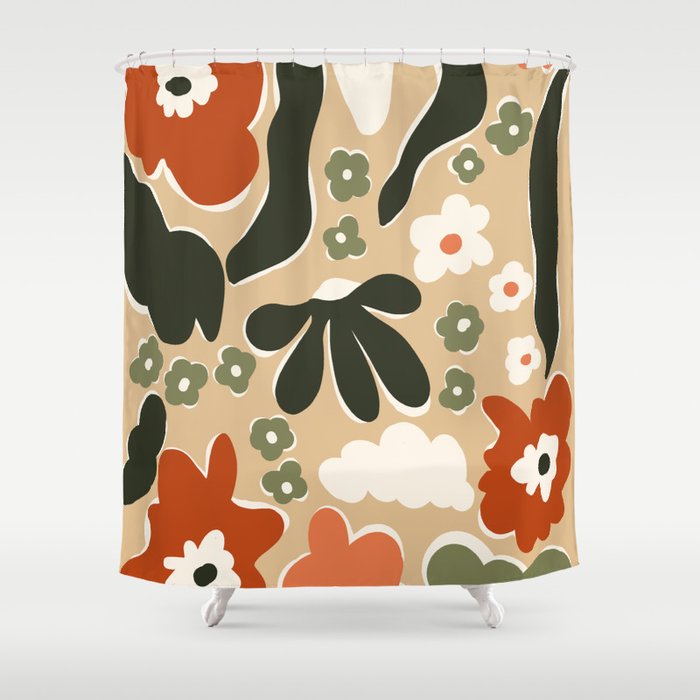 retro matisse flower garden  Shower Curtain Gallery Image 1