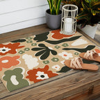 retro matisse flower garden  Outdoor Rug Gallery Image 2