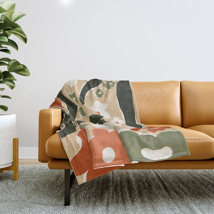 retro matisse flower garden  Throw Blanket Gallery Image 1